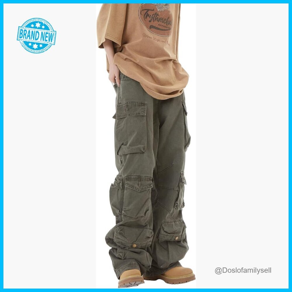 Baggy Cargo Pants Y2K Retro Fairy Grunge Wide Leg Relaxed Fit Multi-Pocket